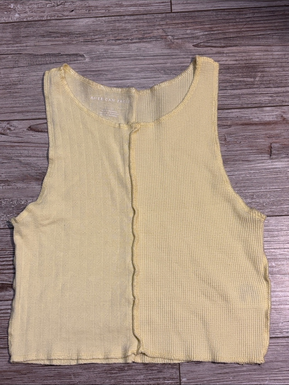 American Eagle Outfitters Pale Yellow Two-Texture Ribbed Tank